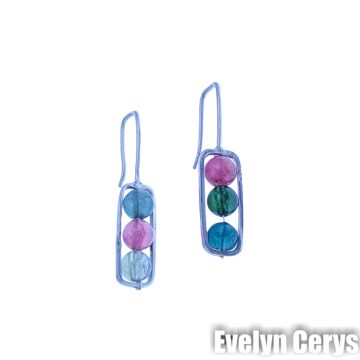 Cercei trei bilute turmalina