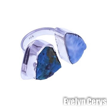 Inel crisocola cu larimar