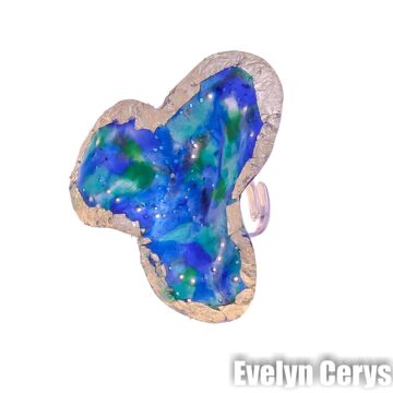 Inel reglabil floare albastra