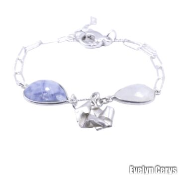 Bratara cu piatra lunii si opal de Peru si charm 1