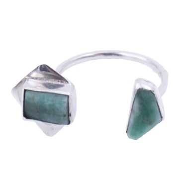 Inel dechis geometric smarald brut