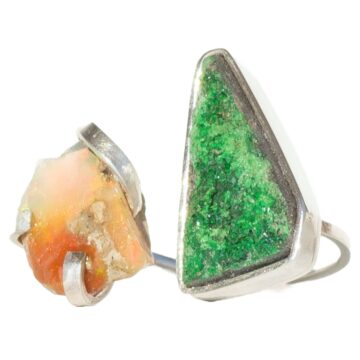 Inel deschis opal cu uvarovit