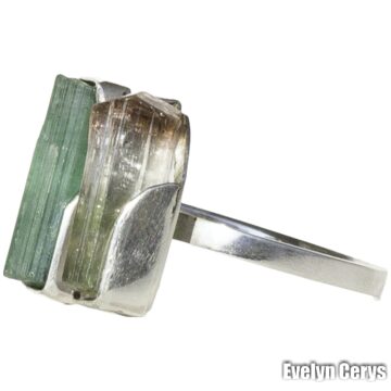 Inel 2 turmaline multicolore hexagonale