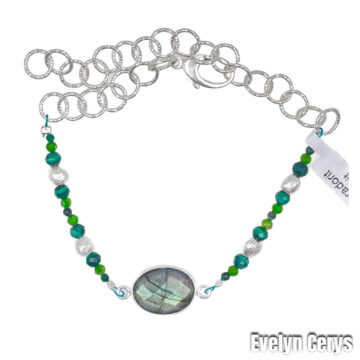 Bratara labradorit cu bilute argint