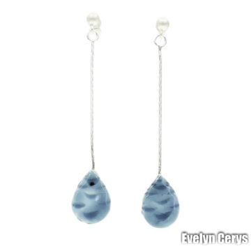 Cercei ceramica forma picatura albastru deschis