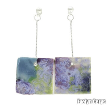 Cercei ceramica pastelati patrat