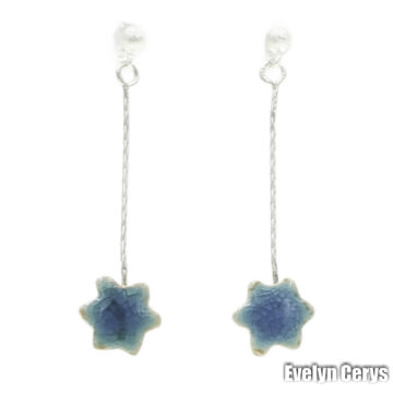 Cercei ceramica forma steluta albastru deschis