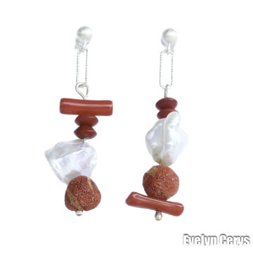 Cercei cu perla alba si corali