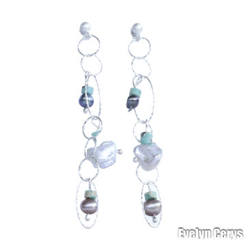 Cercei cu perle si amazonit